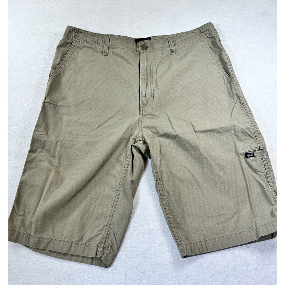 Vans Shorts Mens 34x10 Casual Walking Skate Double Back Pocket Khaki Cotton